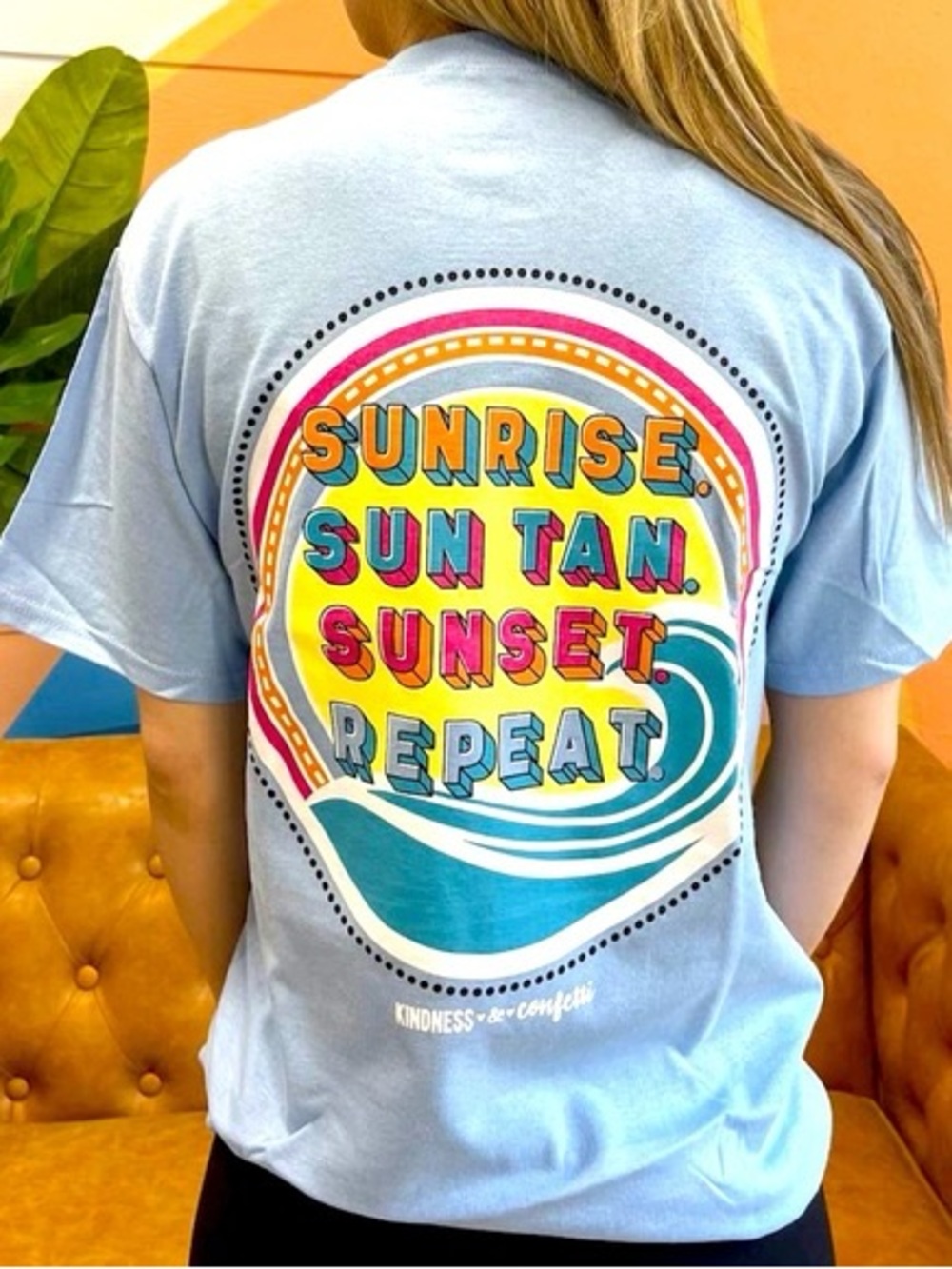 Jadelynn Brooke Kindness & Confetti Sunrise Sun Tan Sunset Repeat Tee Women’s XL